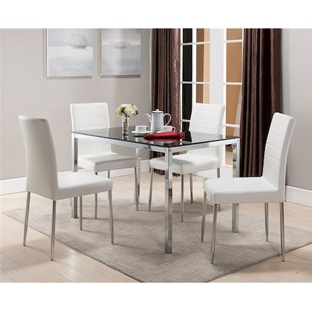 Kb KB D917-05 30 x 48 x 30 in. Dinette Table - Black Glass & White Chrome D917-05